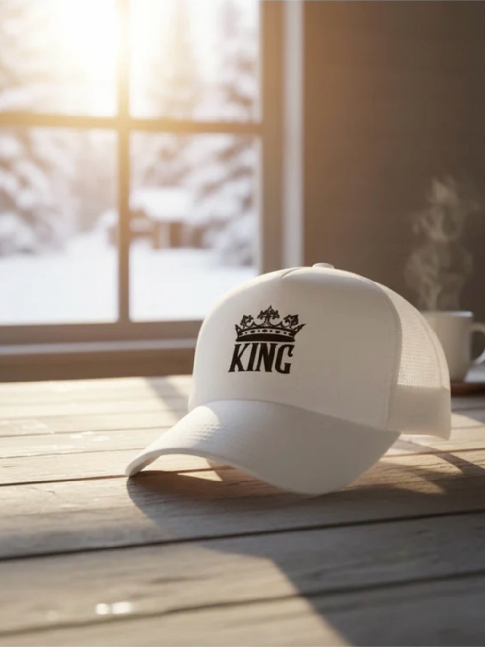 White 'KING' Crown Trucker Hat